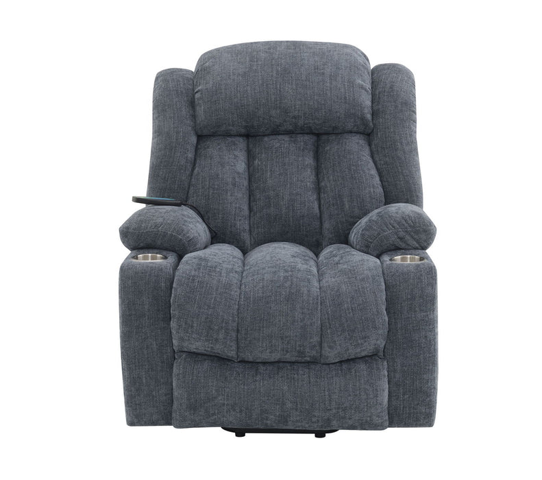 Omarion - Chenille Power Motion Recliner With Lift Heating Massage Function - Blue