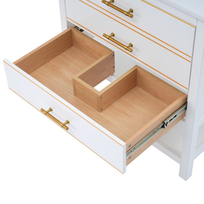 Modern Bathroom Vanity Cabinet, Combo With Open storage, Two Drawers