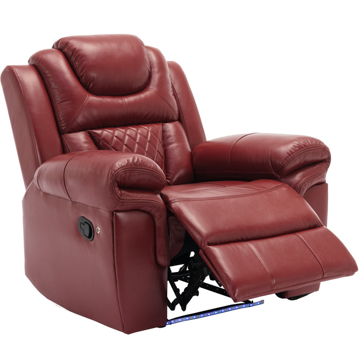 Home Theater Seating Manual Recliner Chair With Led Light Strip For Living Room