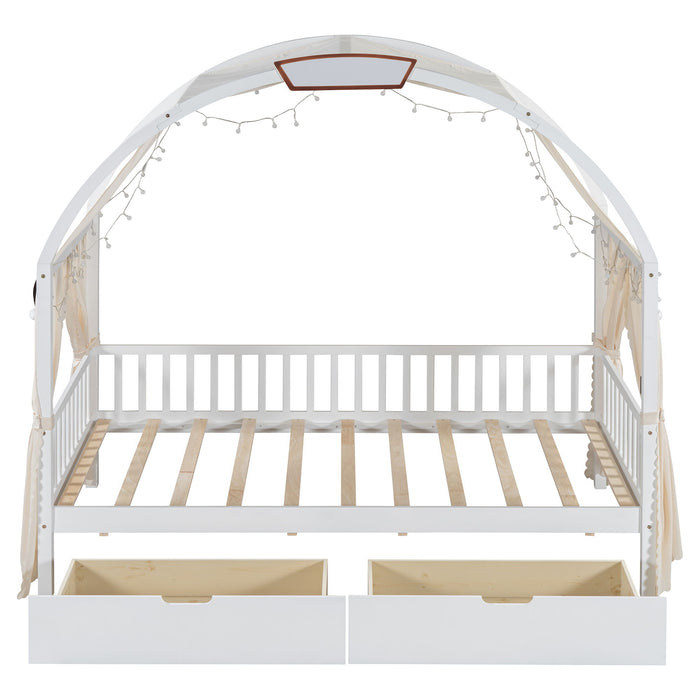 Bed With Arched Roof And 2 Drawers