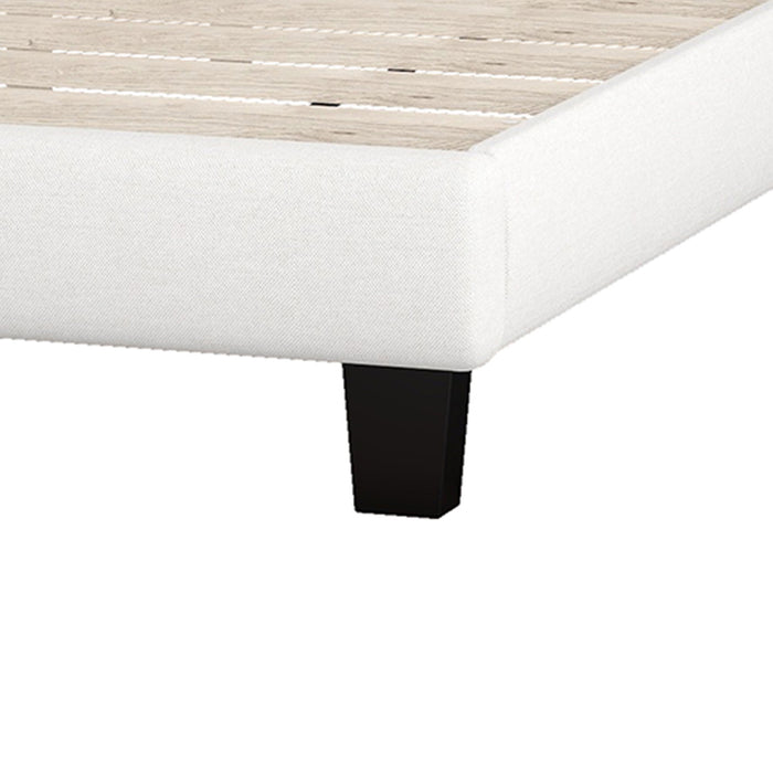 King Upholstered Platform Bed With Saddle Curved Headboard And Diamond Tufted Details - Beige