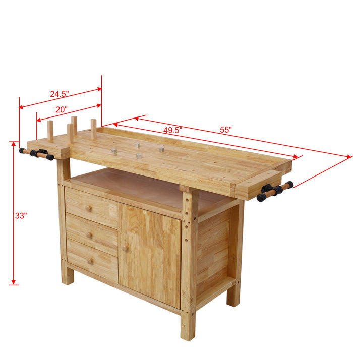 Wood Workbench For Garage Workshop And Home - Natural