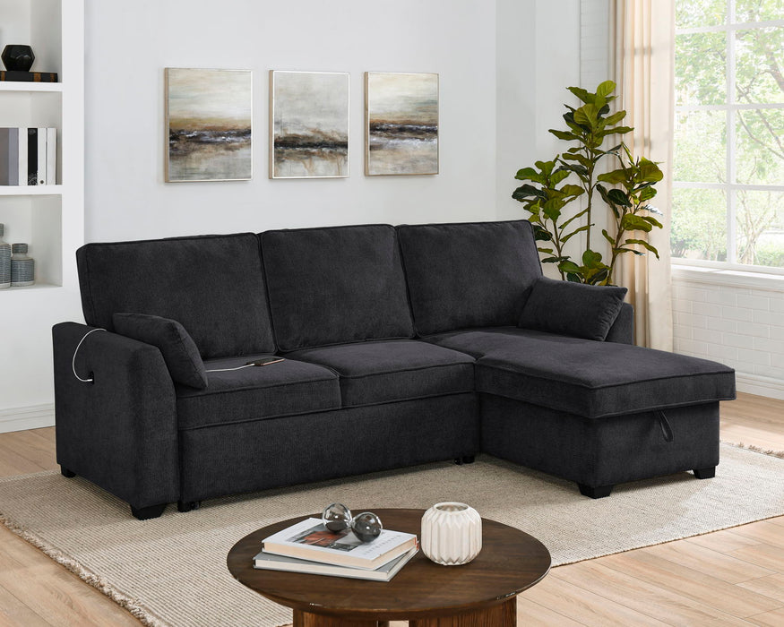 Ember - 92"W Fabric Sleeper Sectional with Reversible Storage Chaise