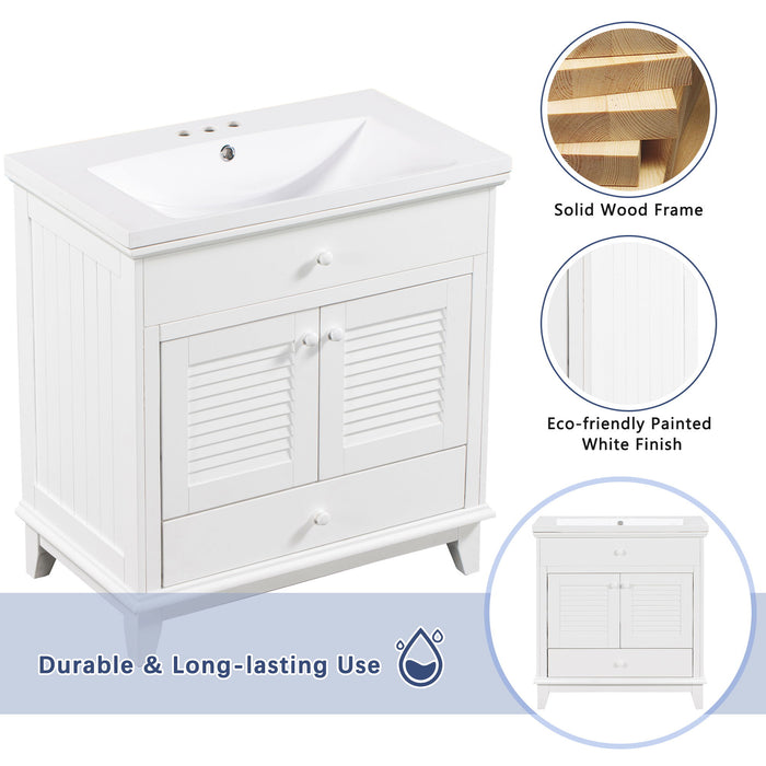 Bathroom Vanity Base Without Sink, Bathroom Cabinet With Two Doors And One Drawer - White