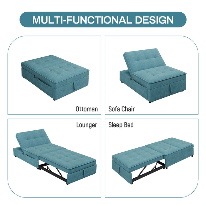 4 In 1 Sofa Bed, Chair Bed, Multi-Function Folding Ottoman Bed With Storage Pocket And USB Port For Small Room Apartment, Living Room, Bedroom, Hallway