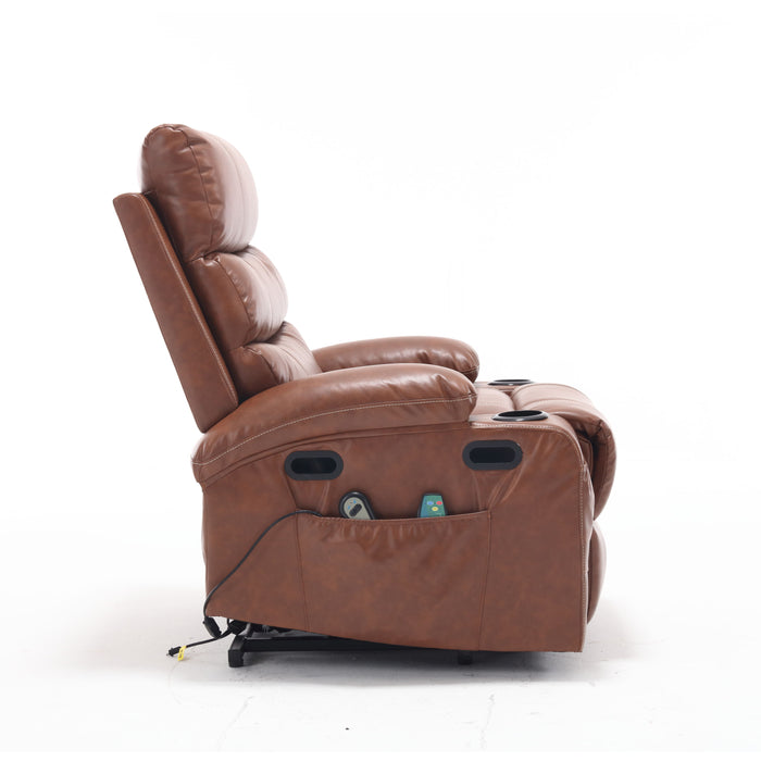 Large Size Electric Power Lift Recliner Chair Sofa For Elderly, 8 Point Vibration Massage And Lumber Heat, Remote Control, Side Pockets And Cup Holders