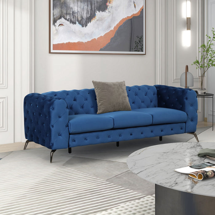 3 Piece Sofa Sets Modern With Sturdy Metal Legs, Velvet Upholstered Couches Sets Including Three Seat Sofa, Loveseat And Single Chair For Living Room Furniture Set