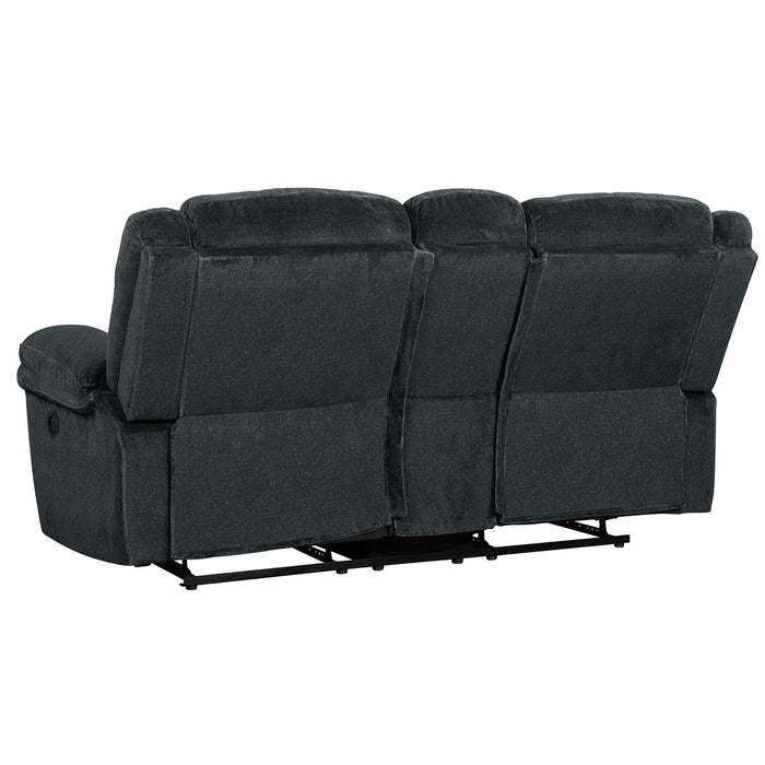 Home Theater Seating Manual Reclining Sofa With Hide-Away Storage, Cup Holders, 2 USB Ports, 2 Power Sockets For Living Room, Bedroom - Dark Blue