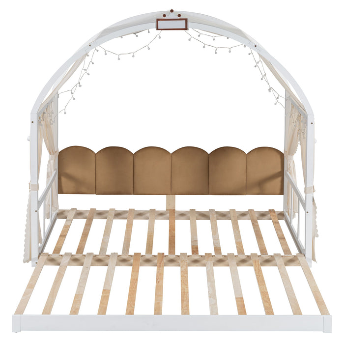 Extended Bed With Arched Roof And Trundle