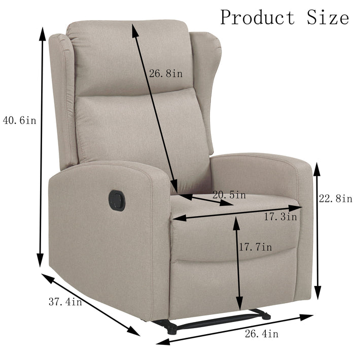 Rocking Recliner Chair For Living Room, Adjustable Modern Recliner Chair, Recliner Sofa With Lumbar Support, Classic And Traditional Recliner Chair With Comfortable Arm And Back Sofa - Light Gray