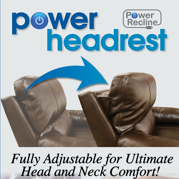 Liam - Power Headrest Power Lay Flat Recliner - Coal