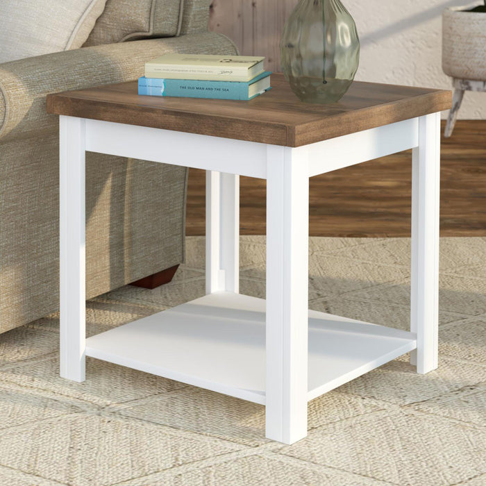 Bridgevine Home - Hampton 24" Side Table - Jasmine Whitewash and Barnwood Finish