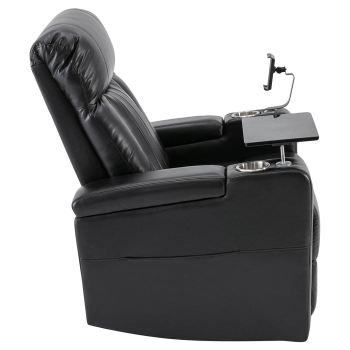 Premium Power Recliner With Storage Arms, Cupholders, Swivel Tray Table And Cell Phone Stand