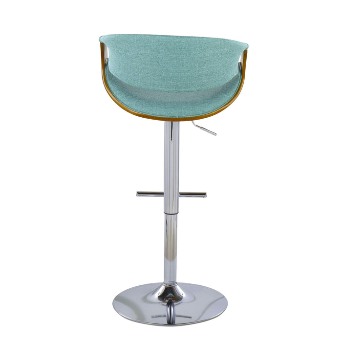 Curvo - Mid Century Modern Adjustable Barstool With Swivel With Straight T Footrest