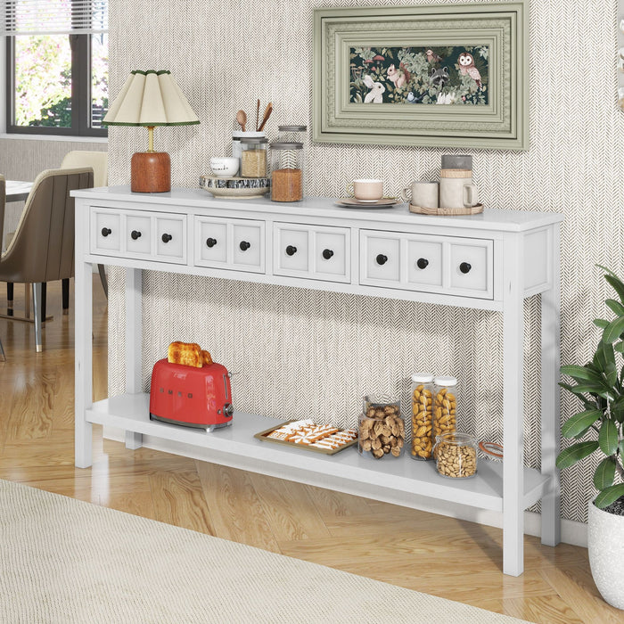 Rustic Entryway Console Table Long Sofa Table With Two Different Size Drawers And Bottom Shelf For Storage