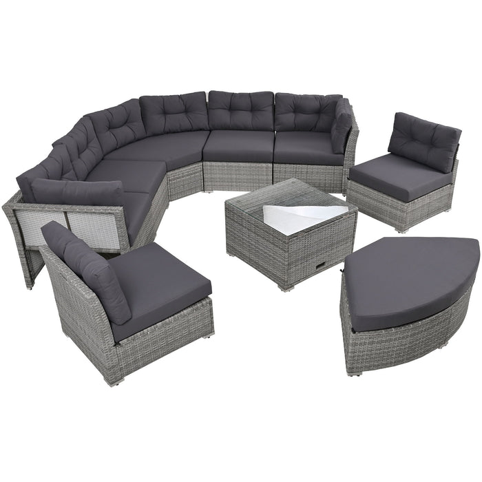 Patio Furniture Set Outdoor Furniture Daybed Rattan Sectional Furniture Set Patio Seating Group With Cushions And Center Table For Patio, Lawn, Backyard, Pool - Gray