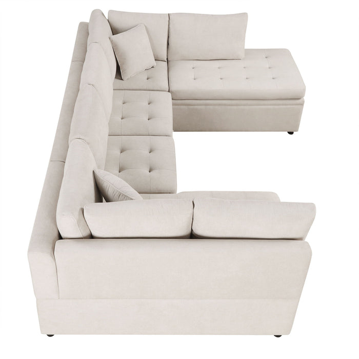 Oversized Sectional Sofa U-Shaped Sofa Couch Pull-Out Sofa Bed With Two Throw Pillows For Living Room