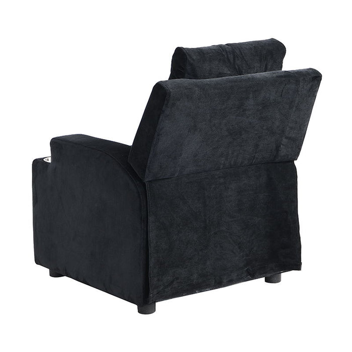 Kids Recliner Chair, Kids Upholstered Couch With One Cup Holder, Toddlers Recliner With Headrest And Footrest - Black