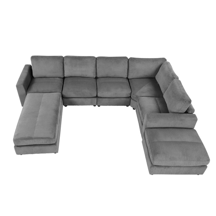 Sectional Couch Sofa Bed Modular Sofa With Two Movable Ottomans For Living Room