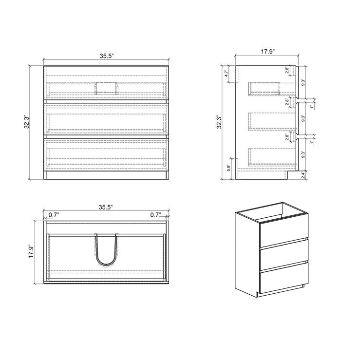 Alice - Bathroom Vanity With Sink, Large Storage Freestanding Bathroom Vanity For Modern Bathroom, One-Piece Sink Basin Without Drain And Faucet