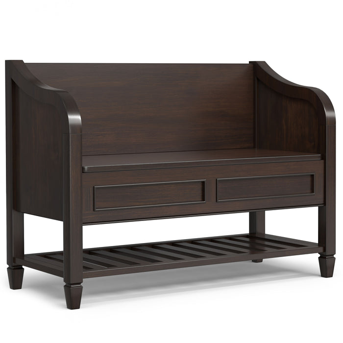 Connaught - Entryway Storage Bench with Shelf - Chestnut Brown