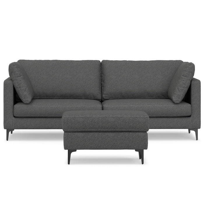 Ava - 90" Mid Century Sofa with Ottoman Set