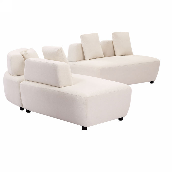 Contemporary 3 Piece Sectional Sofa Free Convertible Sofa With Four Removable Pillows For Living Room