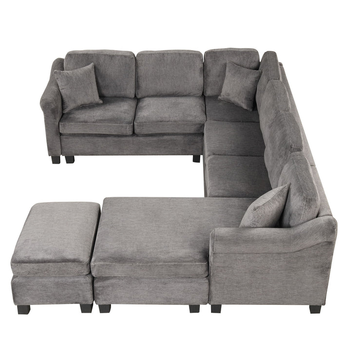 4 Pieces Sectional Sofa With Ottoman With Right Side Chaise