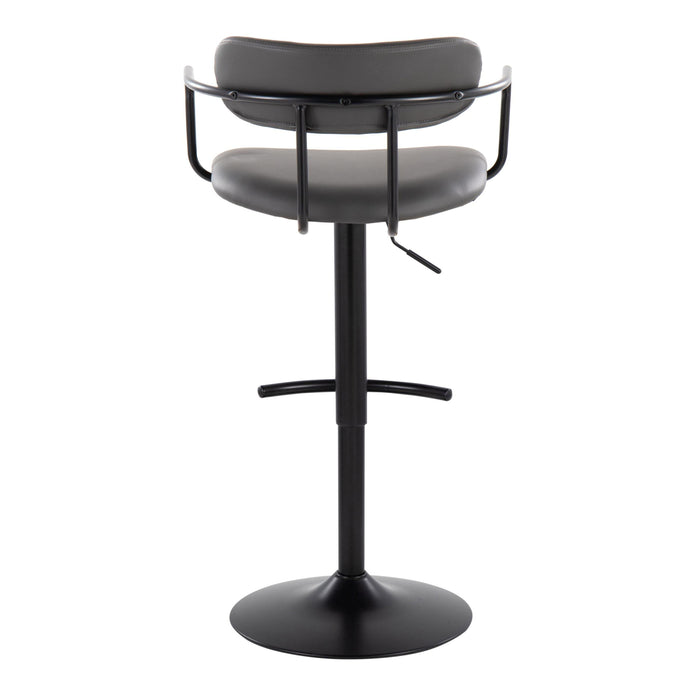 Demi - Contemporary Adjustable Height Barstool With Swivel With Rounded T Footrest (Set of 2)