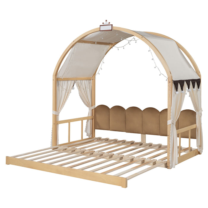 Extended Bed With Arched Roof And Trundle