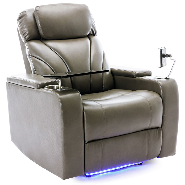 Power Motion Recliner With USB Charging Port And Hidden Arm Storage, Home Theater Seating With Convenient Cup Holder Design, And Stereo