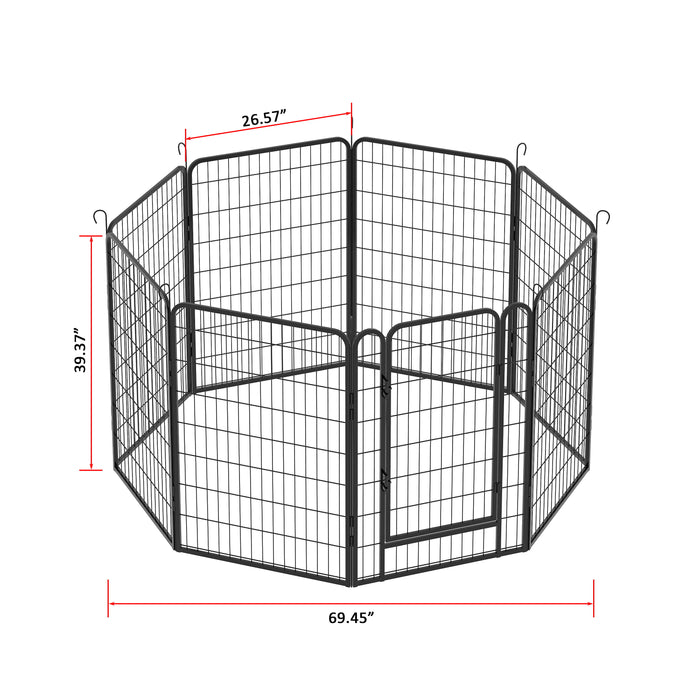 Heavy Duty Metal Playpen With Door, Dog Fence Pet Exercise Pen