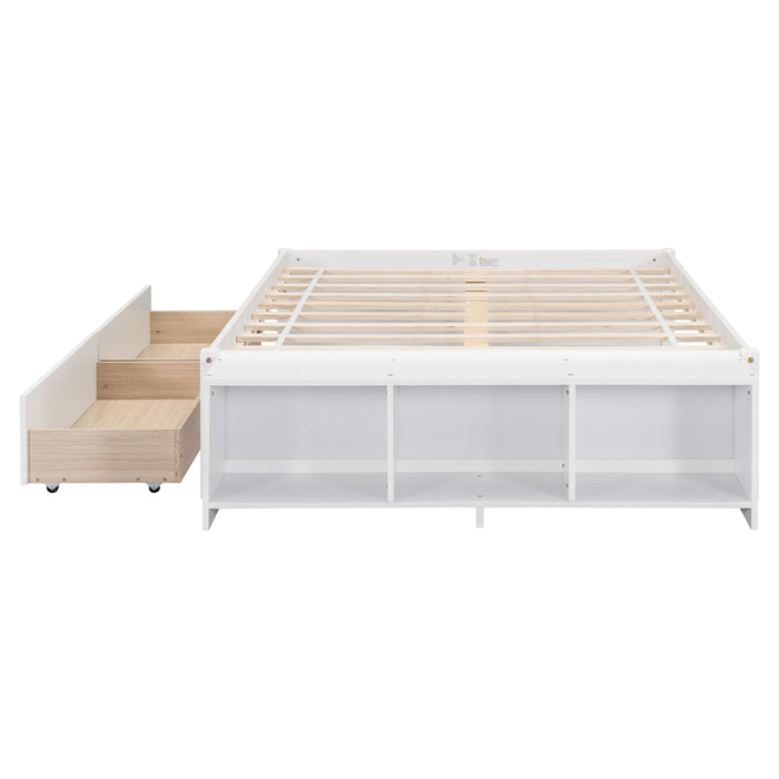 Bed With Storage Case, 2 Storage Drawers, Lengthwise Support Slat