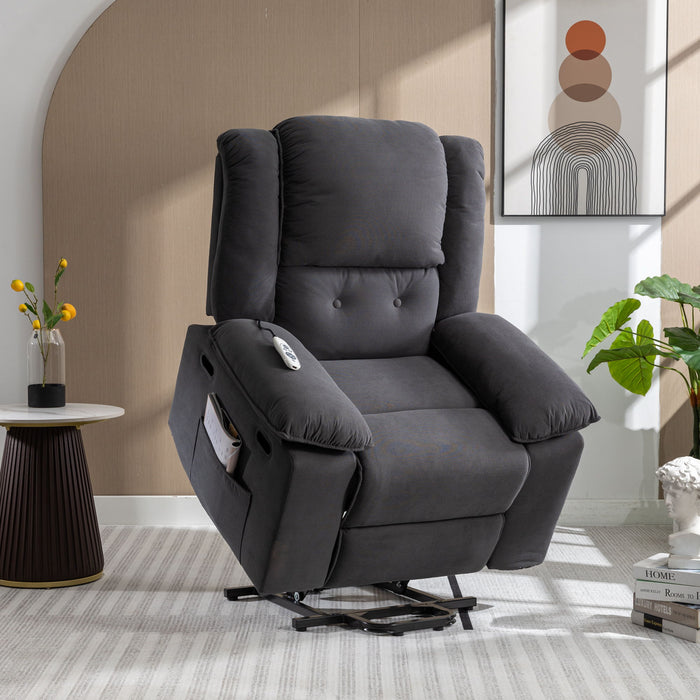 Massage Recliner, Power Lift Chair For Elderly With Adjustable Massage And Heating Function, Recliner Chair With Infinite Position And Side Pocket For Living Room