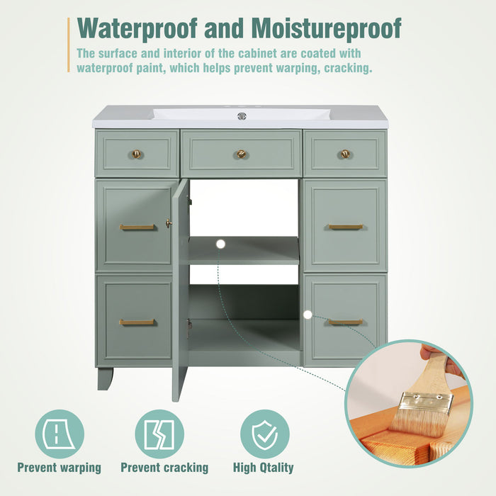 Bathroom Vanity Cabinet With Sink Top Combo Set, Single Sink, Shaker Cabinet With Soft Closing Door And Drawer