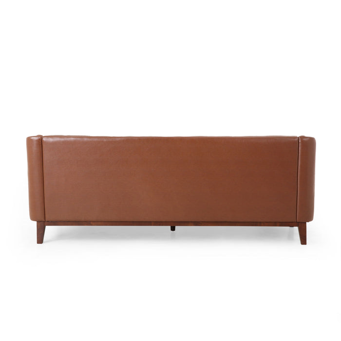 PU Sofa, Tufted Back, Solid Wood Legs, Living Room And Study