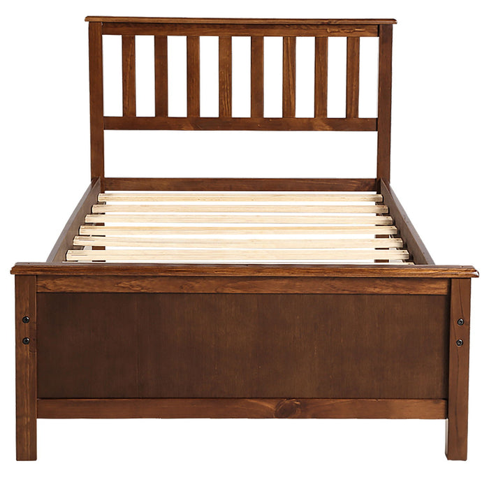 Platform Bed With Headboard, Footboard And Wood Slat Support