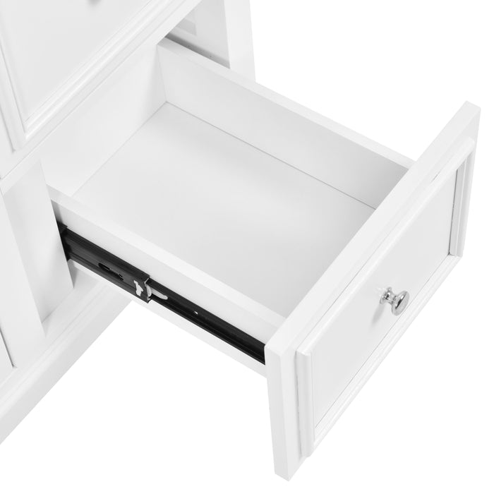 Bathroom Vanity Cabinet With Ceramic Basin, 3 Drawers And Adjustable Shelves