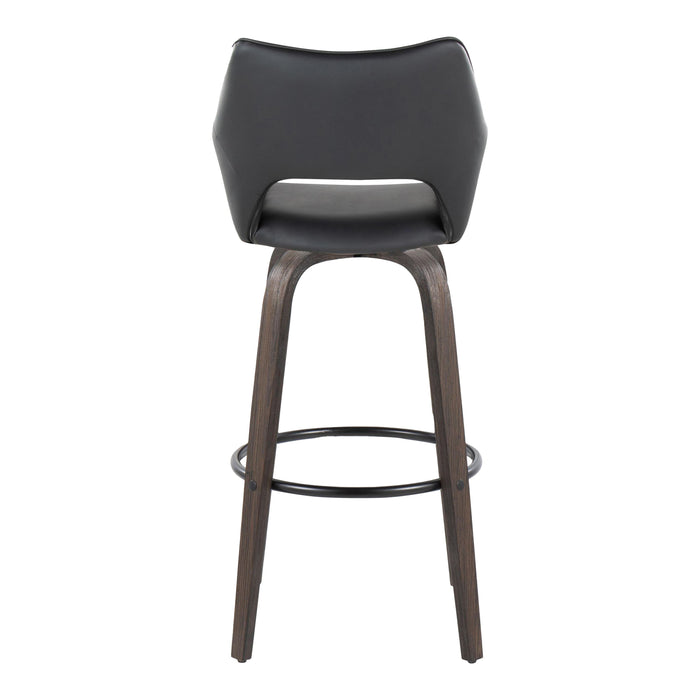 Mustang - Contemporary Fixed Height Barstool With Swivel With Round Footrest (Set of 2)