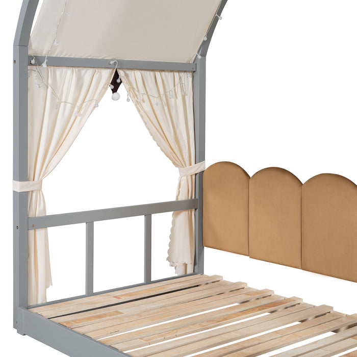 Extended Bed With Arched Roof And Trundle