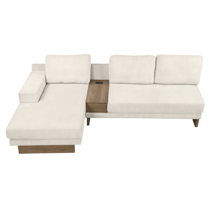 L-Shaped Sofa Sectional Sofa With Two USB Ports And Two Power Sockets, A Storage Drawer And A Reversible Chaise Lounge For Living Room