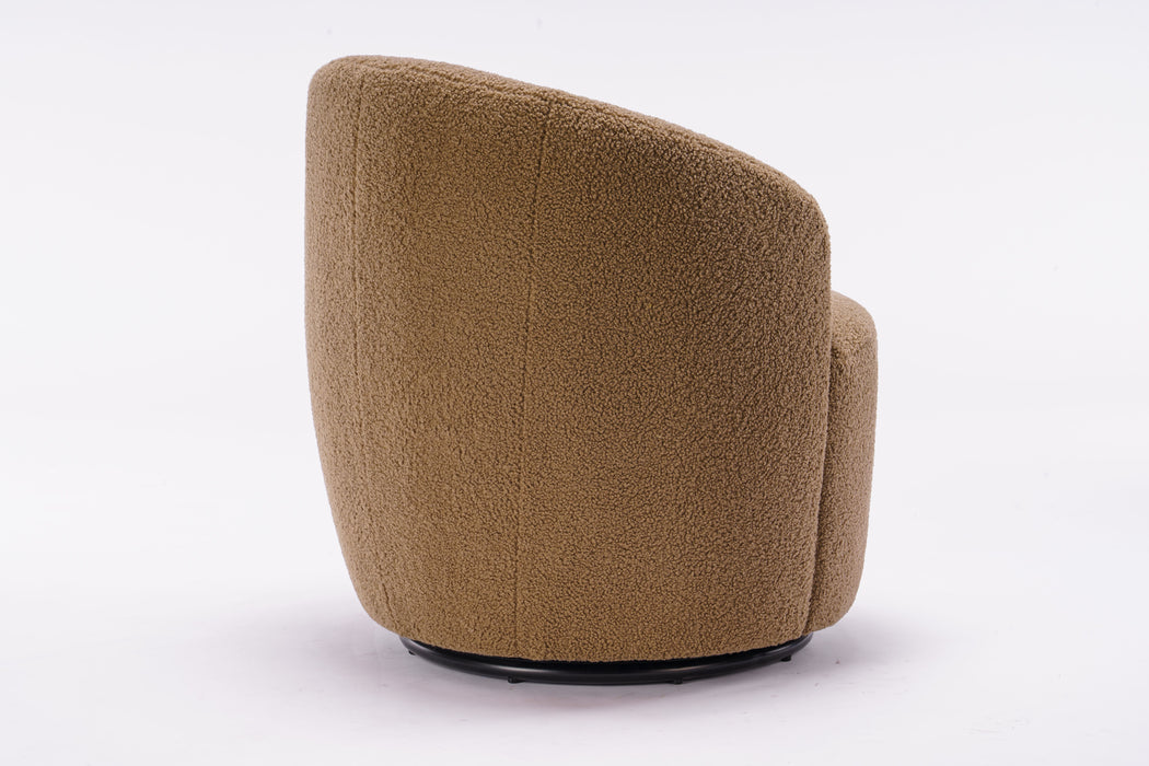 Teddy Fabric Swivel Accent Armchair Barrel Chair With Powder Coating Metal Ring