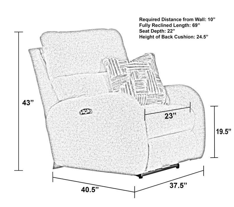 Liam - Power Headrest Power Lay Flat Recliner - Coal