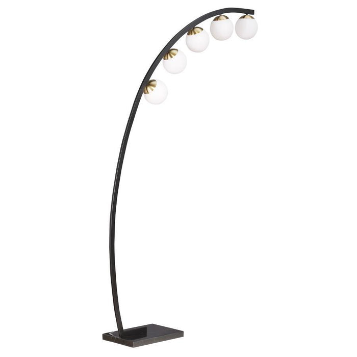 Cody - Spherical 5-Light Arc Metal Floor Lamp - Black