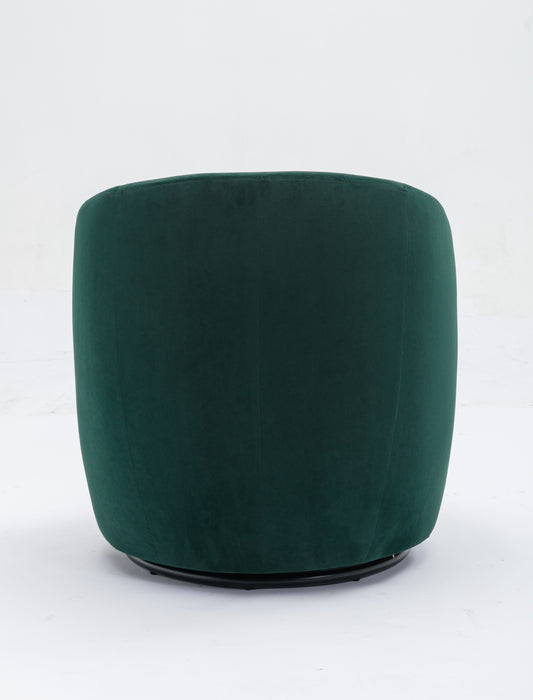 Velvet Fabric Swivel Accent Armchair Barrel Chair With Powder Coating Metal Ring