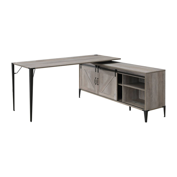 Zakawani - Writing Desk With A Cabinet - Gray Oak / Black