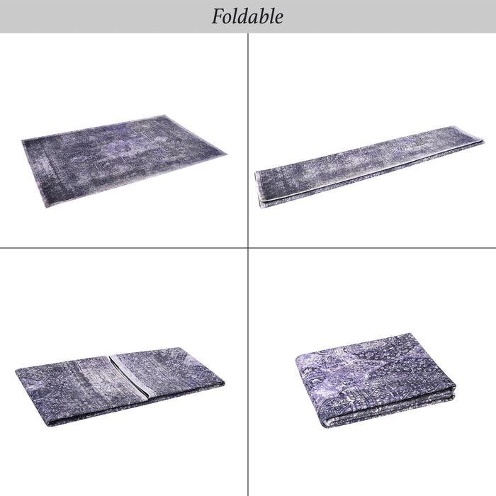 2' x 3' Machine Washable Area Rugs, Low-Pile, Non-Slip, Non-Shedding, Foldable, Kid & Pet Friendly - Anthracite