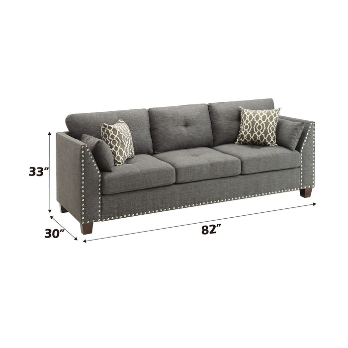 Laurissa - Linen Sofa With 4 Pillows - Light Gray