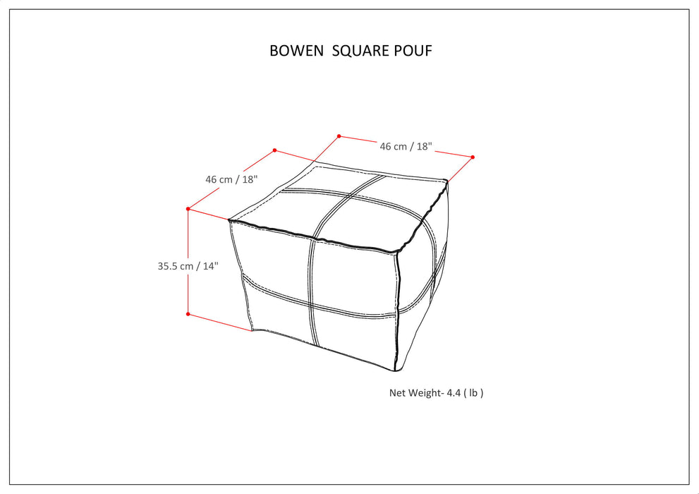 Bowen - Square Pouf - Black