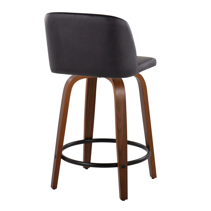 Toriano - Mid Century Modern, Fixed Height Counter Stool & Swivel And Round Footrest (Set of 2)